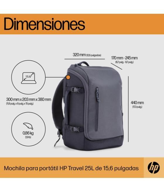 HP Mochila para portátil Travel de 15,6 pulgadas y 25 litros gris hierro