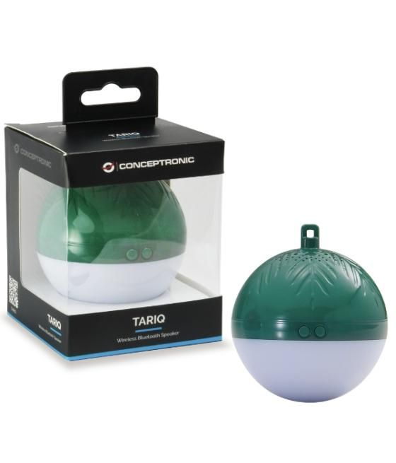 Altavoz bluetooth conceptronic tariq bola de navidad con luz led tws color verde