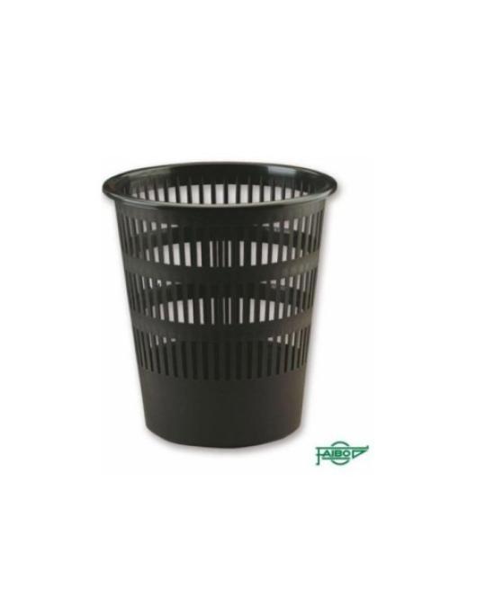 Papelera rejilla 12 l color negro plástico reciclado y reciclable faibo 307r2