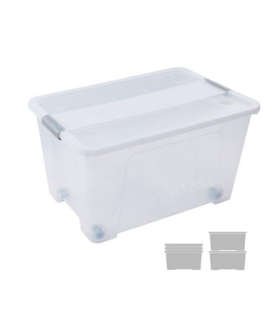 Caja de almacenaje con tapa y ruedas 52 litros 40x57x32cm pp transparente archivo 2000 cp1482052 cs tp