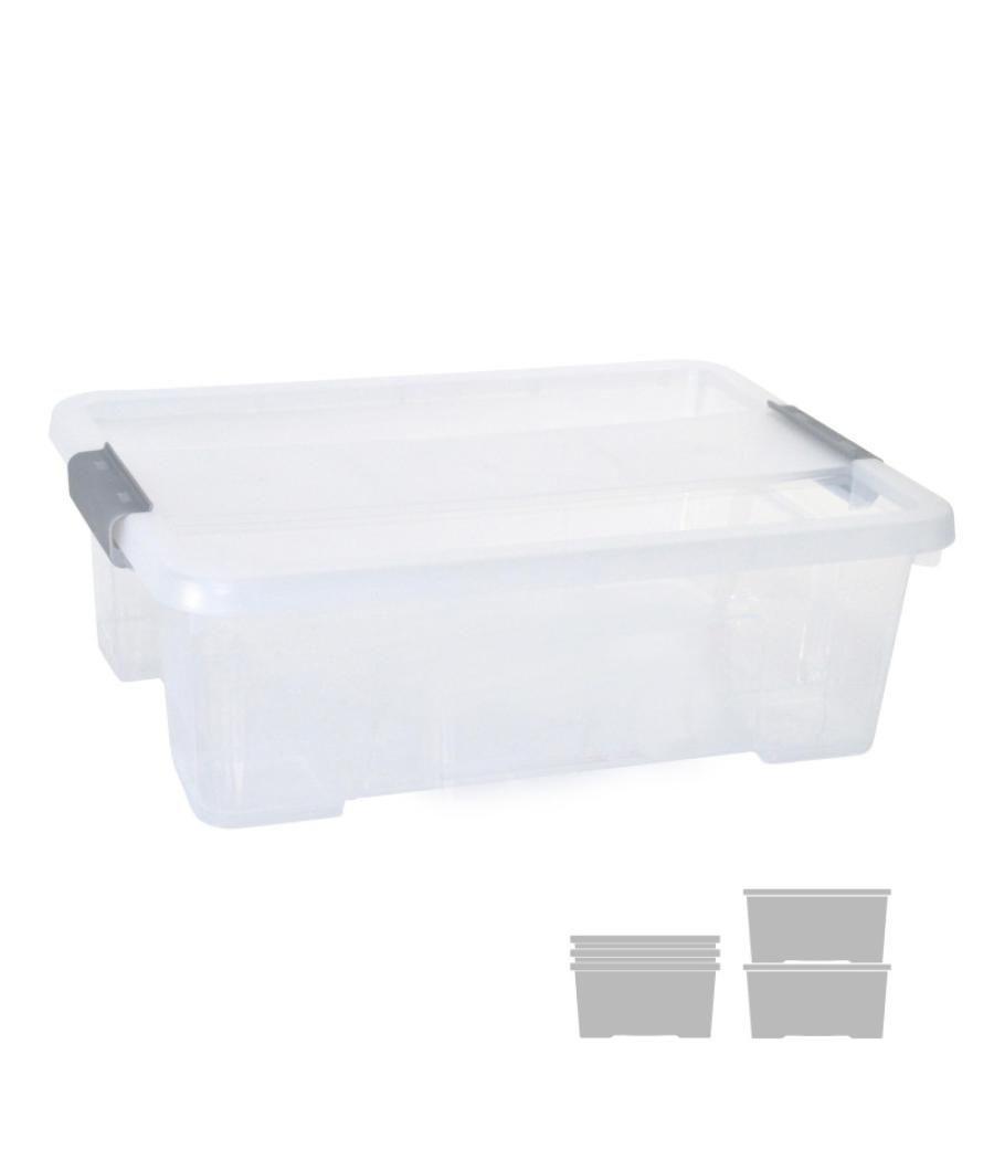 Caja de almacenaje con tapa 10 litros 28x40x13cm pp transparente archivo 2000 cp1482010 cs tp