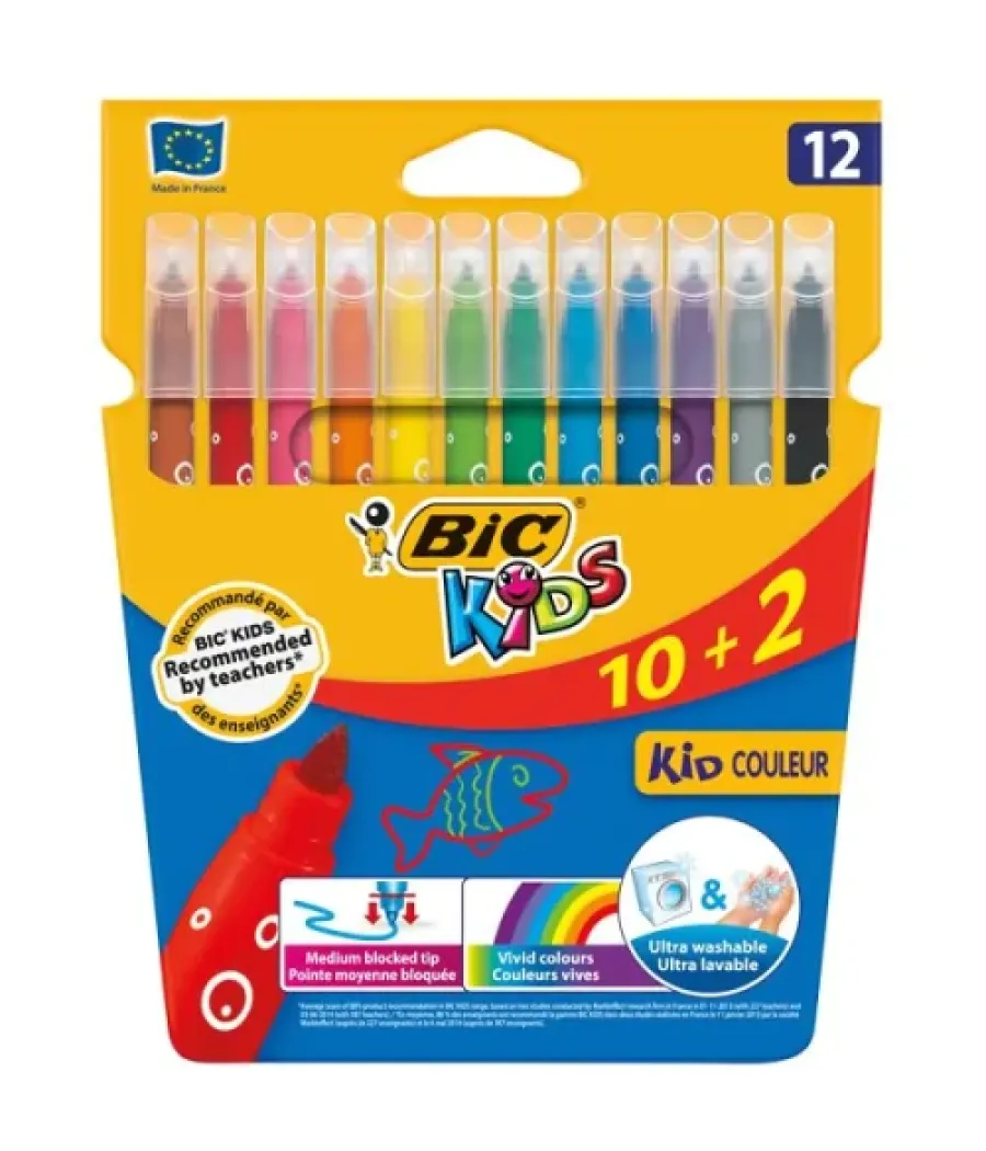 Estuche rotuladores formato especial 12 uds kid couleur bic 9246623