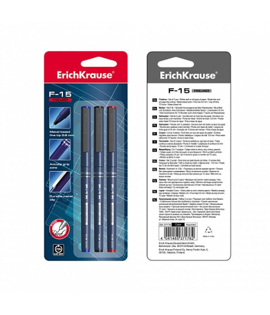 Bolígrafo de trazo fino erichkrause f-15, tinta color: azul erich krause 37065