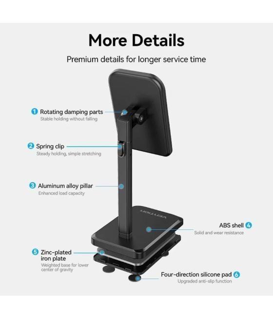 Soporte para smartphone/tablet vention kcqb0/ negro