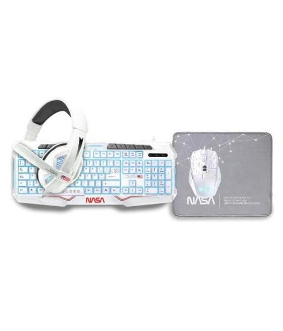 Nasa kit gaming teclado + ratón c/cable + alfombrilla + auricular c/microfono