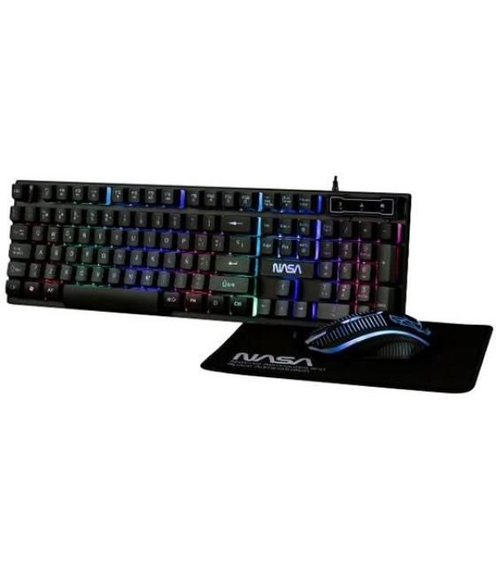 Nasa kit gaming teclado + ratón c/cable + alfombrilla