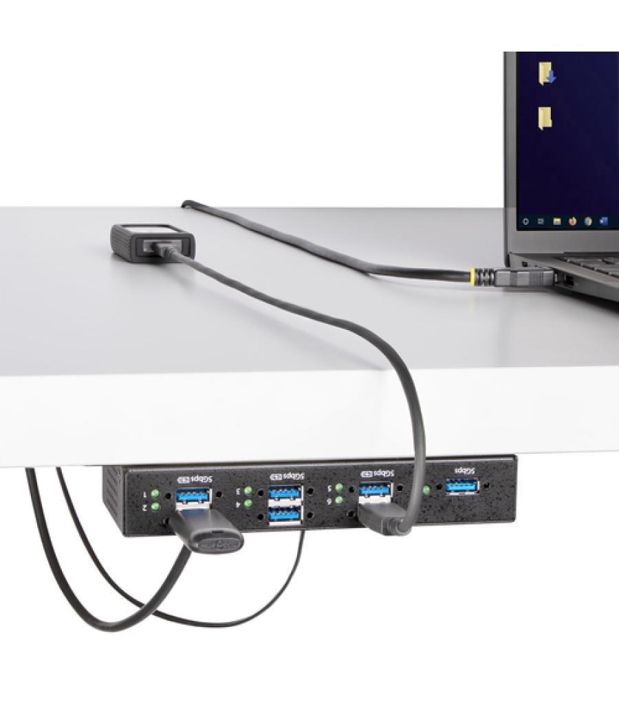 StarTech.com Hub USB Industrial de 7 Puertos Gestionado - Servicio Pesado - Caja de Metal - Protección ESD y Sobretensión - Mont