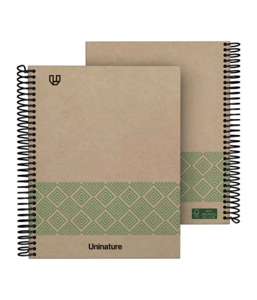 Cuaderno reciclado a5 kraft soft tapa dura 80 hojas 90gr cuadricula 4x4 mm verde uninature 88538720