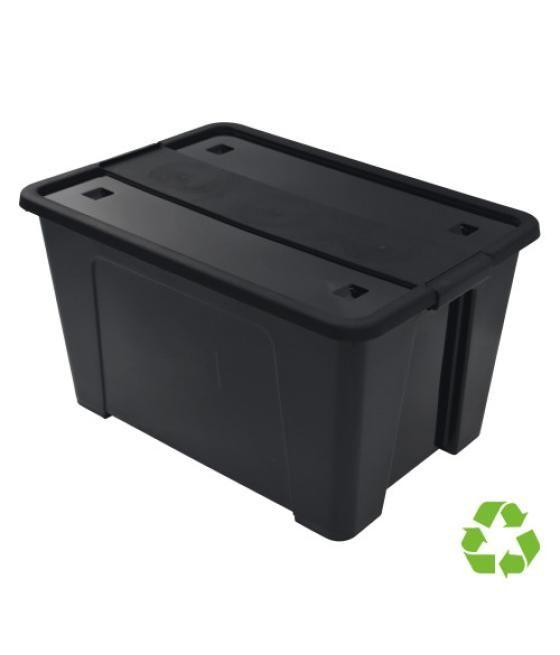 Caja sostenible de almacenaje con tapa y ruedas 52 litros 40x57x32cm pp negro archivo 2000 cp1482052 ne