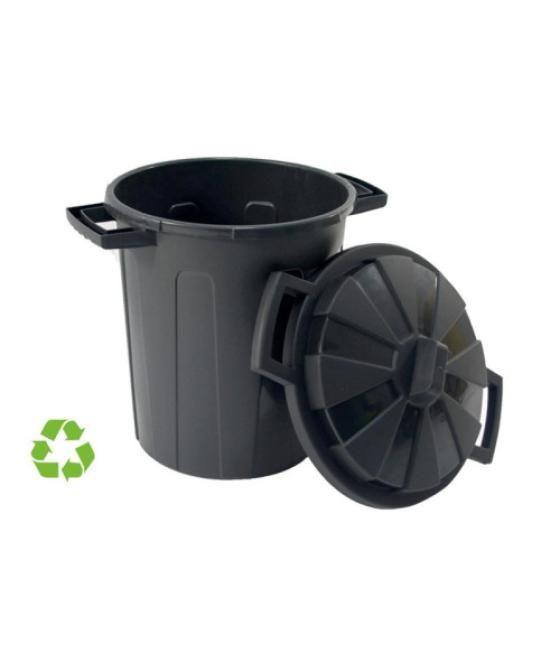 Contenedor sostenible de reciclaje con tapa 100 litros 54x64x68 cm pp negro archivo 2000 cp1426100 ne