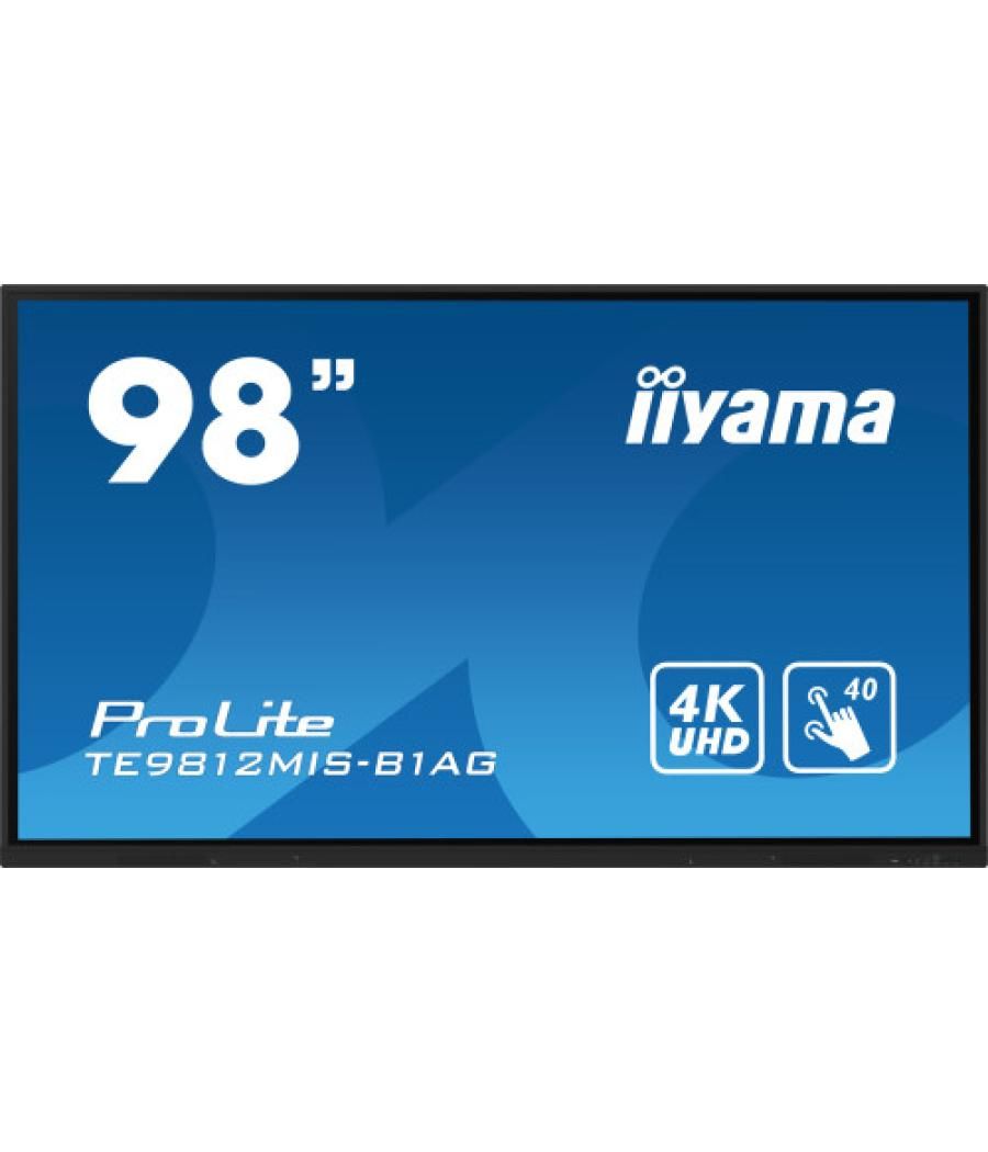 Iiyama prolite pizarra de caballete digital 2,49 m (98") led wifi 400 cd / m² 4k ultra hd negro pantalla táctil procesador incor