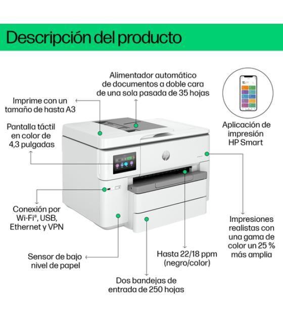 HP OfficeJet Pro Impresora multifunción HP 9730e de formato ancho, Color, Impresora para Oficina pequeña, Impresión, copia, escá