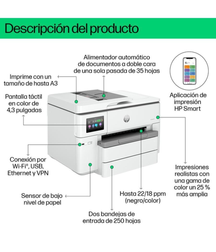 HP OfficeJet Pro Impresora multifunción HP 9730e de formato ancho, Color, Impresora para Oficina pequeña, Impresión, copia, escá