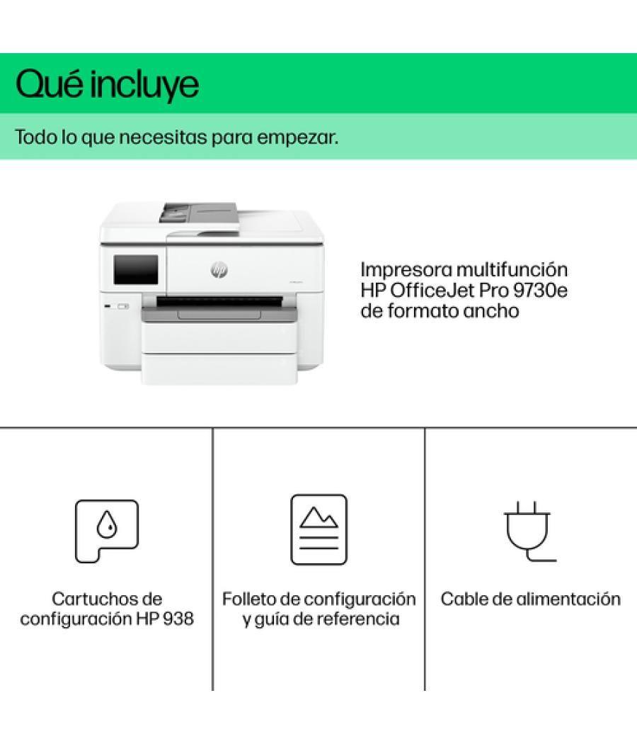 HP OfficeJet Pro Impresora multifunción HP 9730e de formato ancho, Color, Impresora para Oficina pequeña, Impresión, copia, escá