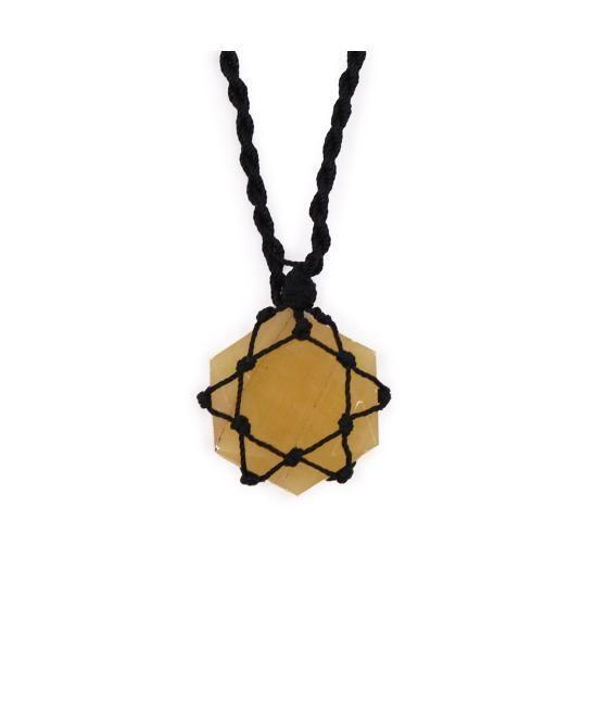 Colgante hexagonal de piedras preciosas entrelazada - Cuarzo amarillo