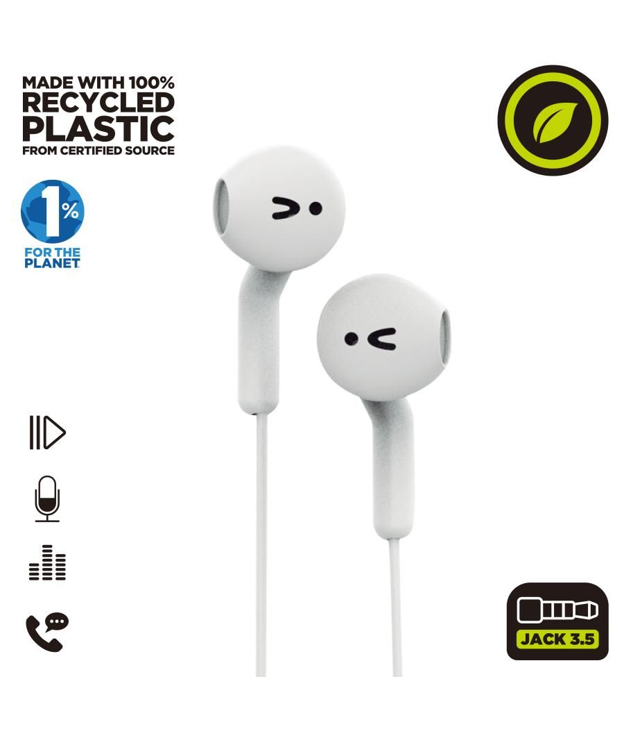Muvit for change auriculares estéreo e56 3.5mm blancos