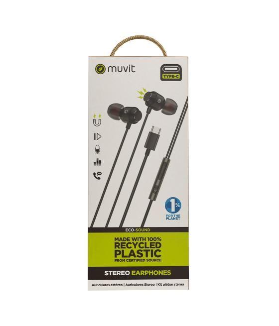 Muvit for charge auriculares estéreo m32 tipo c magnéticos negros