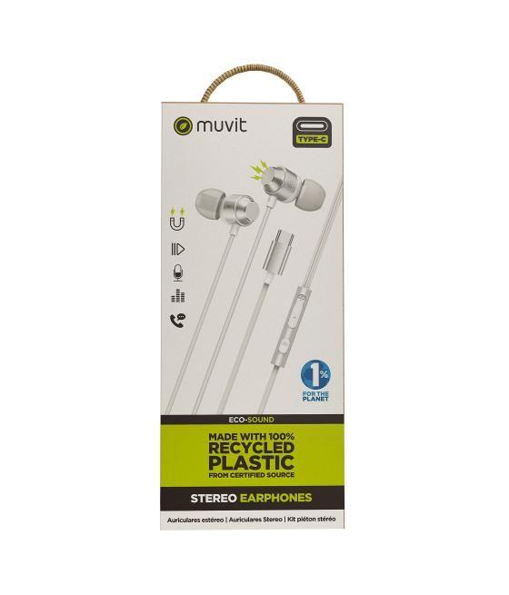 Muvit for charge auriculares estéreo m32 tipo c magnéticos blancos