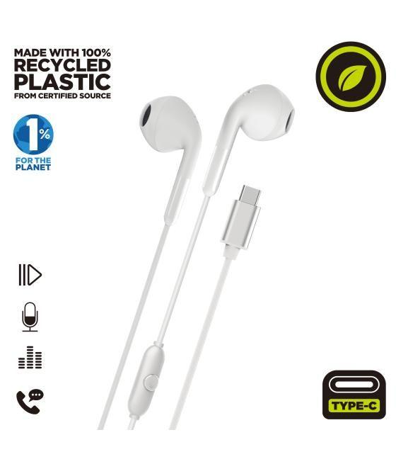 Muvit for charge auriculares estéreo e58 tipo c blancos