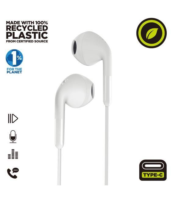 Muvit for charge auriculares estéreo e58 tipo c blancos