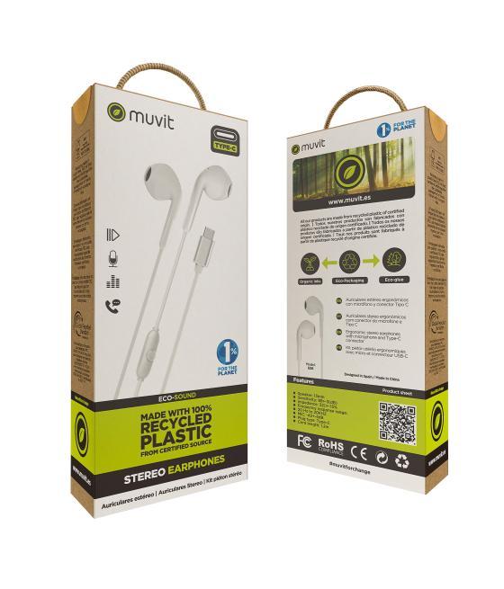 Muvit for charge auriculares estéreo e58 tipo c blancos