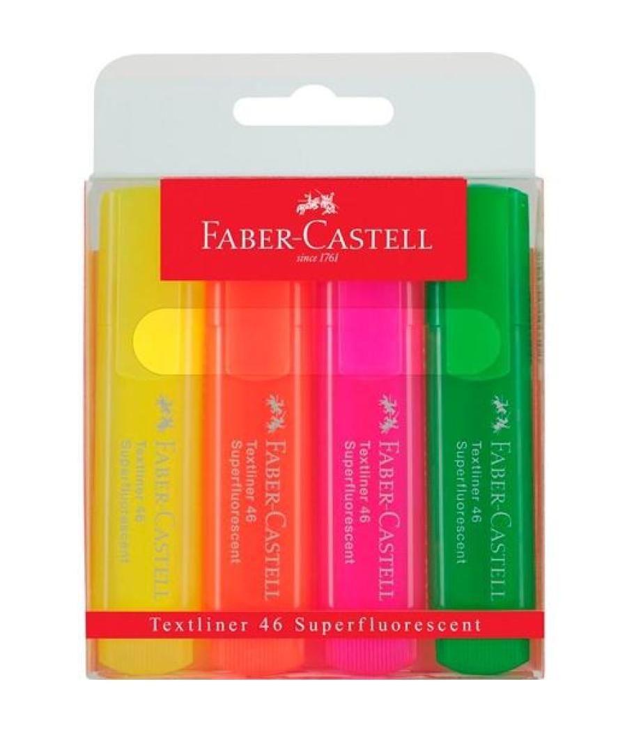 Faber castell marcadores textliner 46 estuche 4 ud colores superfluorescentes surtidos