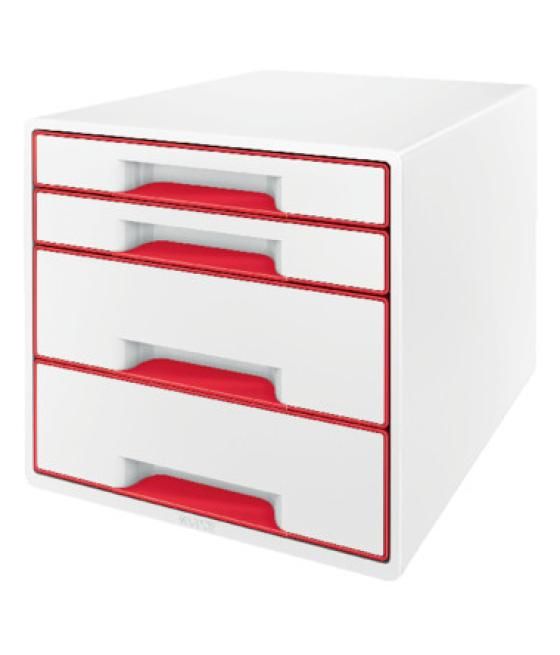 Bucs 4 cajones wow desk cube (2 grandes y 2 pequeños), rojo /blanco leitz 52132026