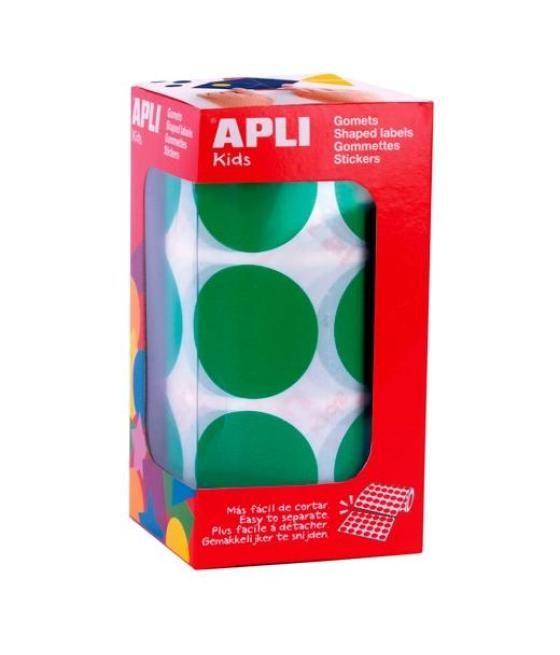 Apli gomets redondos xl 33mm verde -rollo 708 unidades-