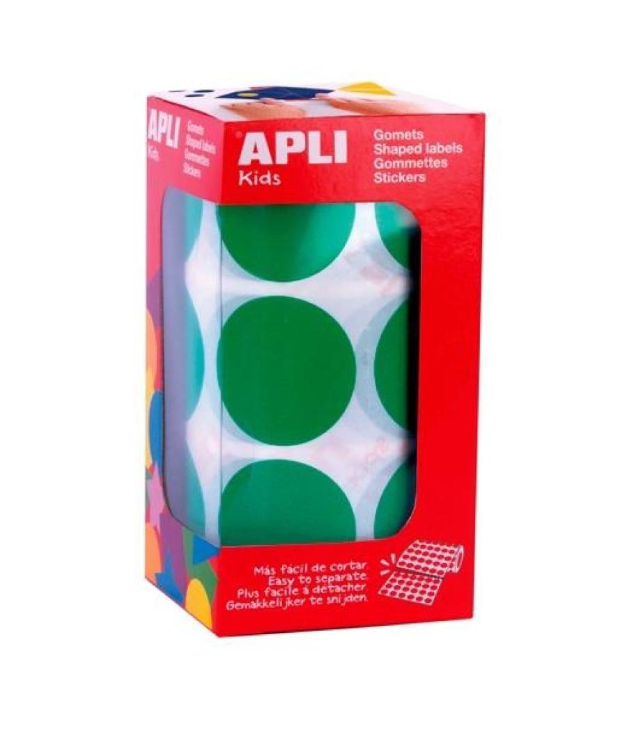 Apli gomets redondos xl 33mm verde -rollo 708 unidades-