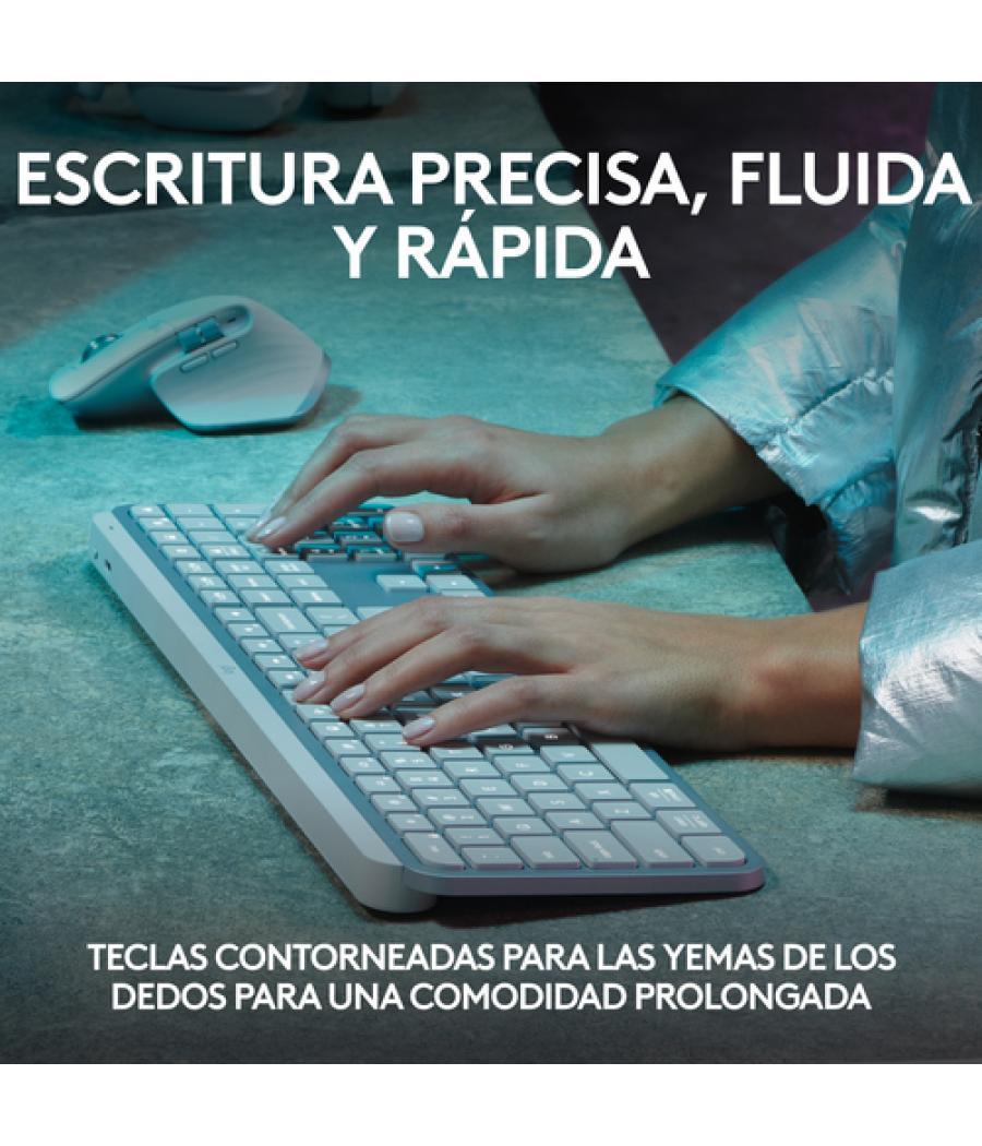 Logitech MX Keys S teclado RF Wireless + Bluetooth QWERTY Español Aluminio, Blanco