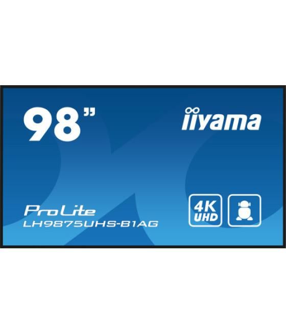 Iiyama prolite pizarra de caballete digital 2,49 m (98") led wifi 500 cd / m² 4k ultra hd negro procesador incorporado android 1