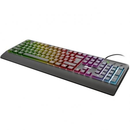 Trust teclado ziva gaming cable usb multimedia luces rainbow led multicolor qwerty español negro