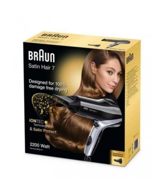 Secador braun satin hair 7 hd730/ 2200w/ iónico/ negro