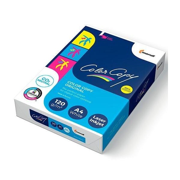 Color copy original papel reprográfico din a4 satinado 120gr paquete de 250h 210x297mm blanco