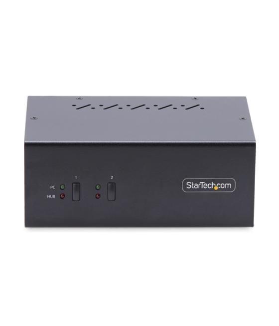 StarTech.com Switch KVM de 2 Puertos DisplayPort para 2 Monitores - Conmutador KVM 4K60Hz - Hub Ladrón 2x USB 5Gb - Hub 2x USB 2