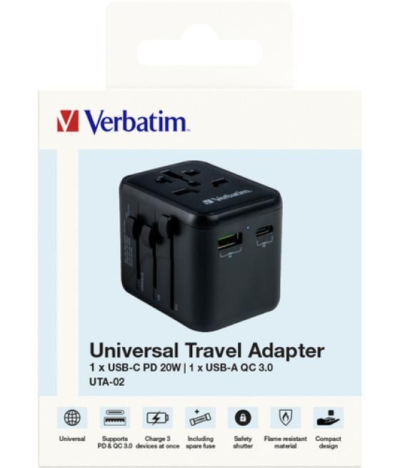 Verbatim 49544 adaptador de enchufe eléctrico Universal Negro