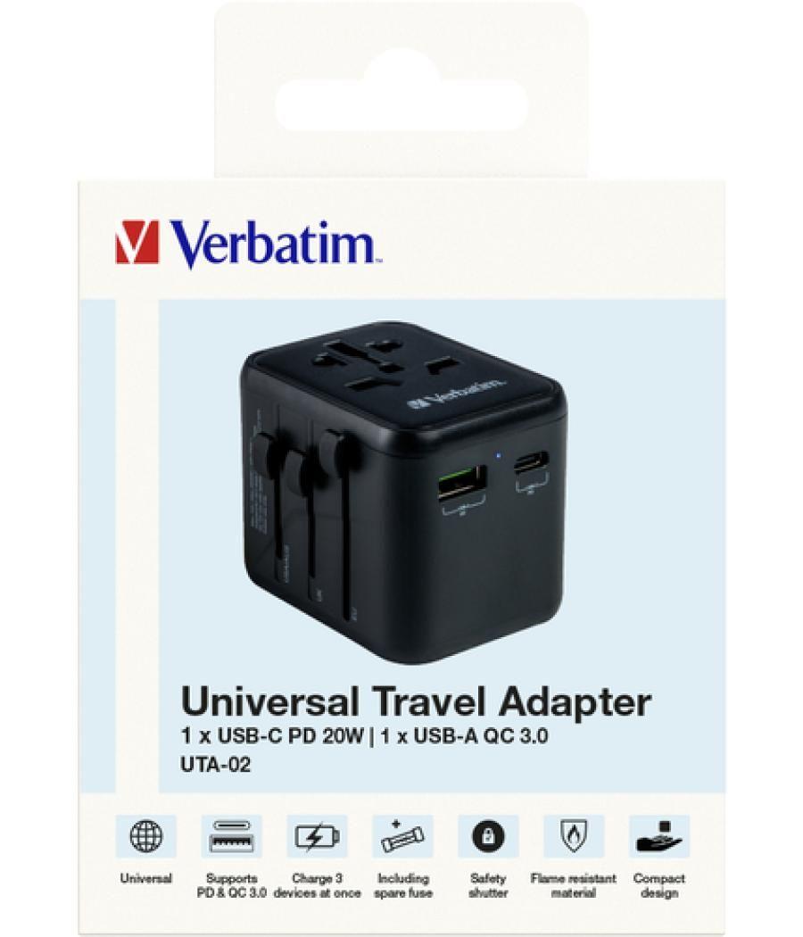 Verbatim 49544 adaptador de enchufe eléctrico Universal Negro