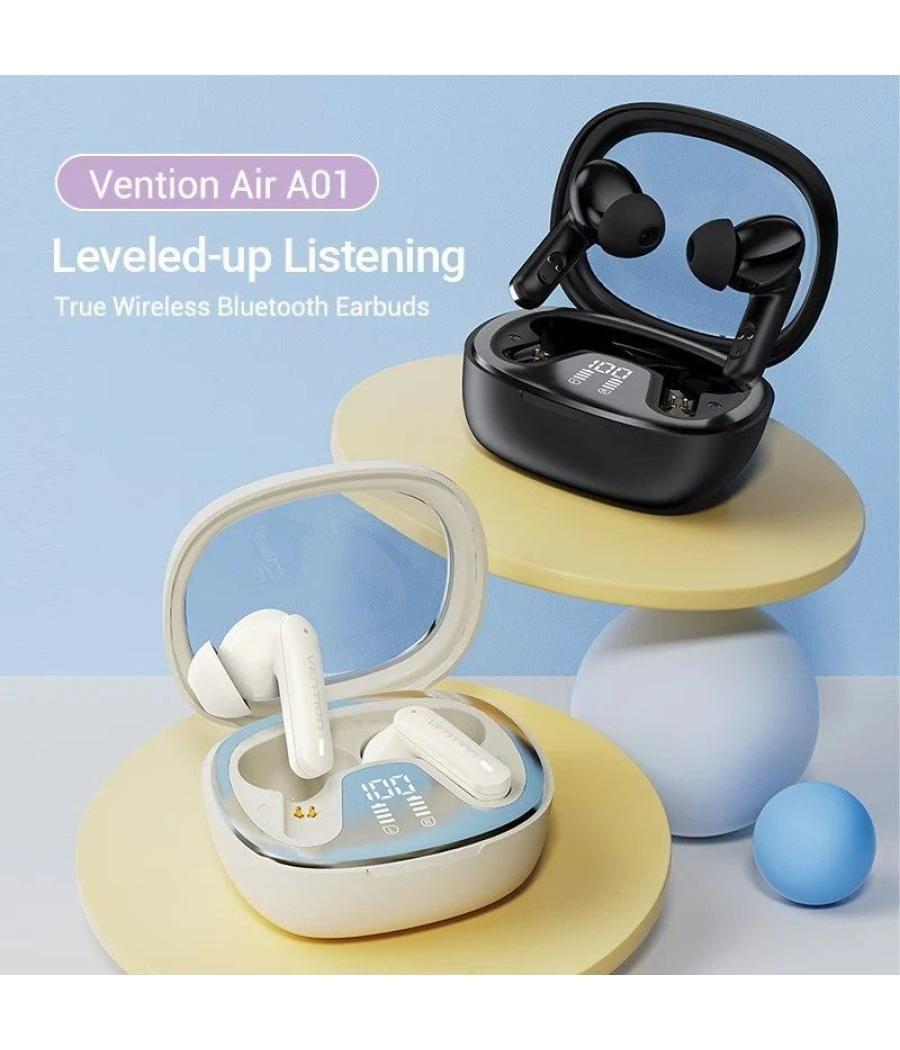 Auriculares bluetooth vention air a01 nbmb0 con estuche de carga/ autonomía 7h/ negros