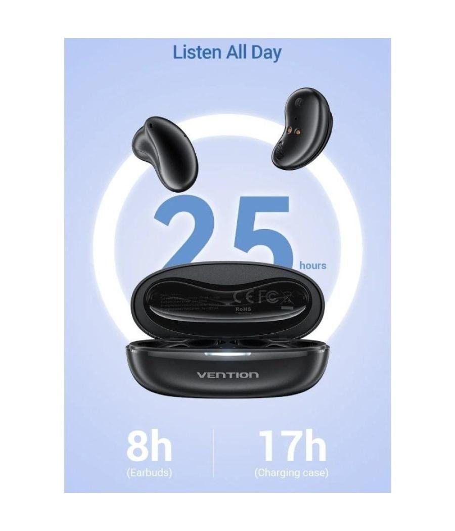 Auriculares bluetooth vention tiny t11 nbjb0 con estuche de carga/ autonomía 8h/ negros