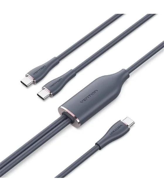 Cable usb tipo-c vention ctmbg/ usb tipo-c macho - 2 x usb tipo-c macho/ hasta 100w/ 480mbps/ 1.5m/ negro