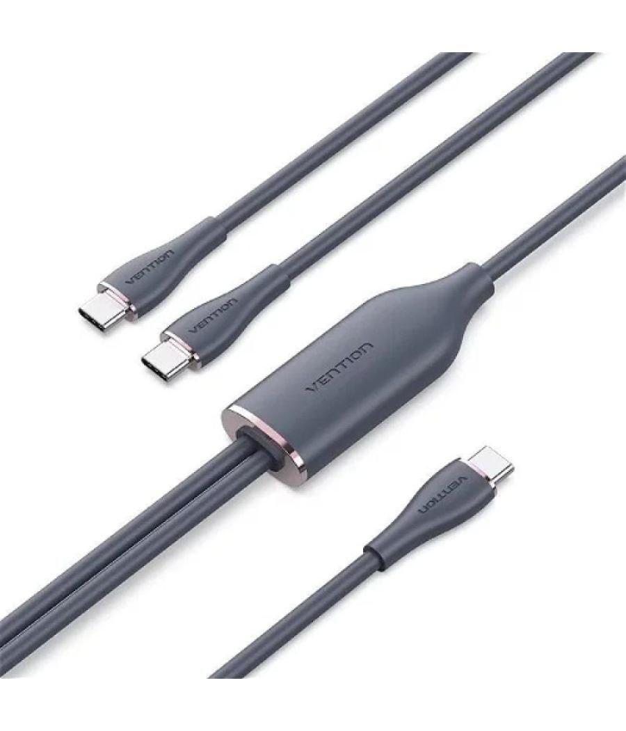 Cable usb tipo-c vention ctmbg/ usb tipo-c macho - 2 x usb tipo-c macho/ hasta 100w/ 480mbps/ 1.5m/ negro