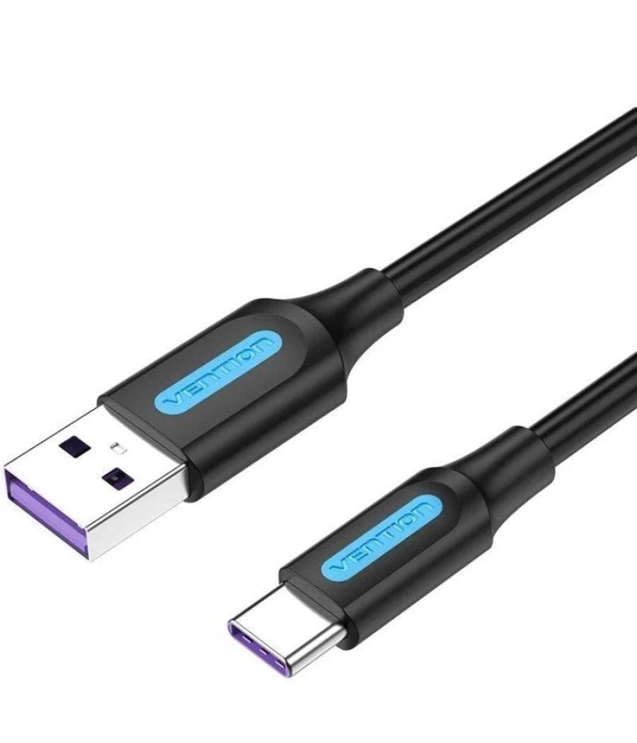 Cable usb 2.0 tipo-c vention corbf/ usb macho - usb tipo-c macho/ hasta 100w/ 480mbps/ 1m/ negro