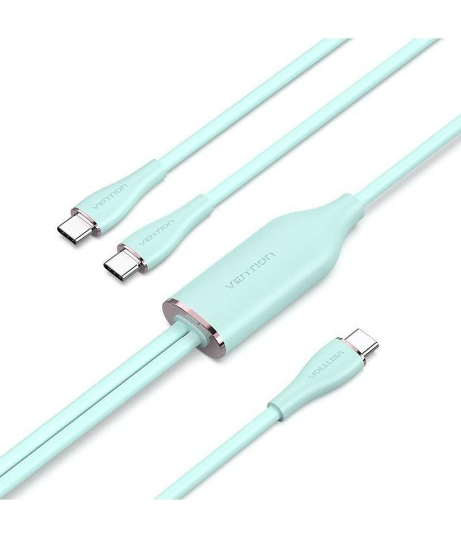 Cable usb tipo-c vention ctmgg/ usb tipo-c macho - 2 x usb tipo-c macho/ hasta 100w/ 480mbps/ 1.5m/ verde