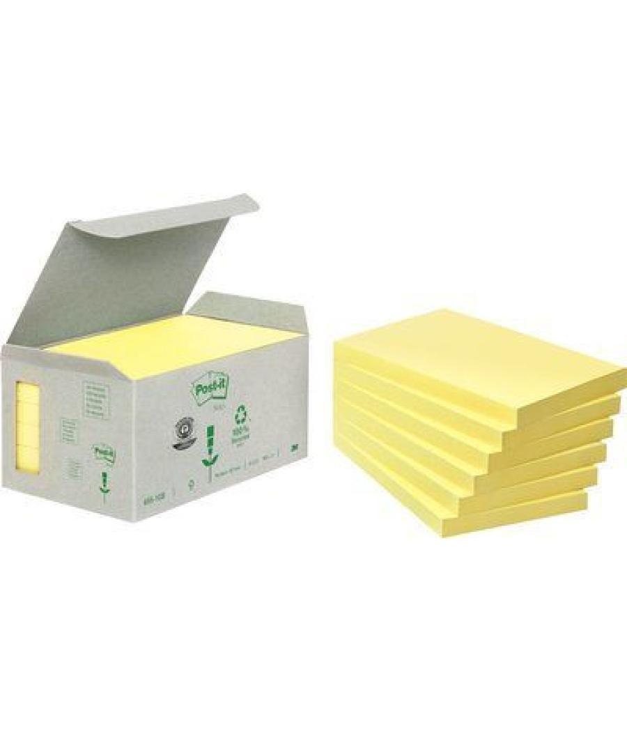 Pack 6 blocs 100 hojas notas recicladas adhesivas 76x127mm canary yellow caja cartón 655-1b post-it 7100172257