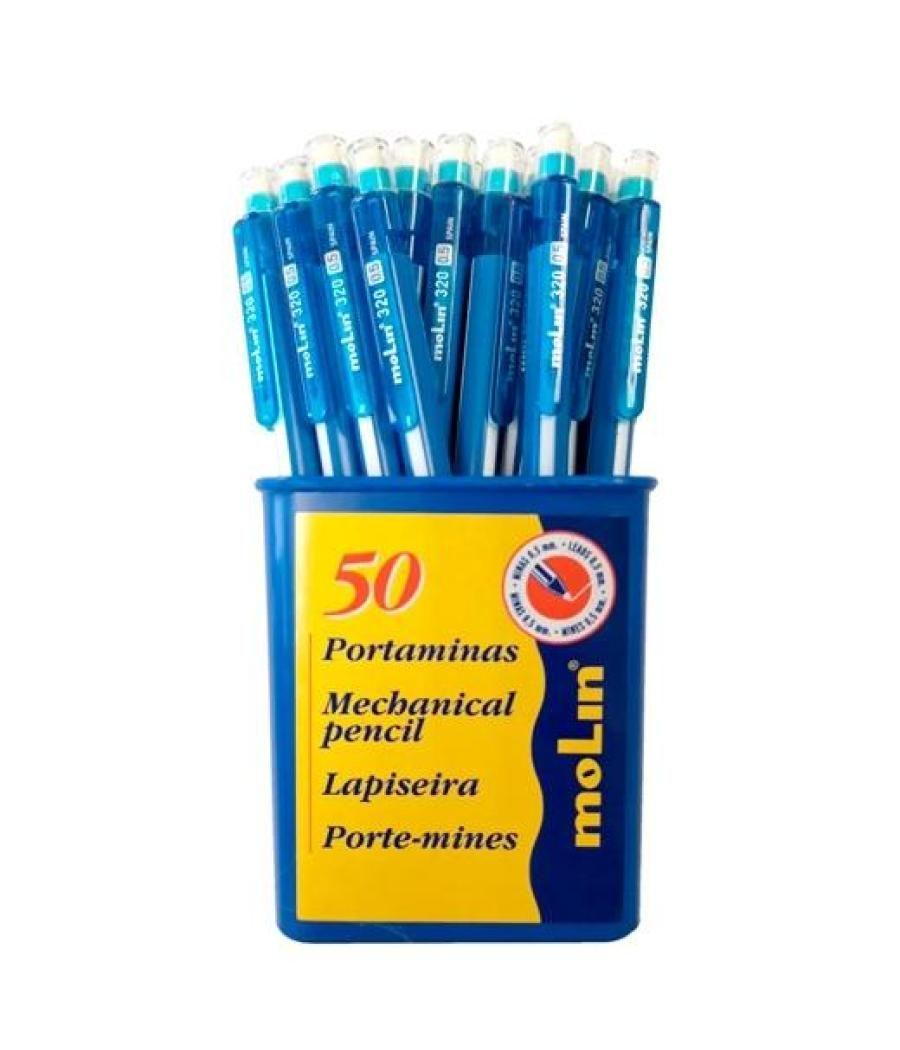 Molin portaminas pm320 hb 0,5mm bote 50 ud plástico azul