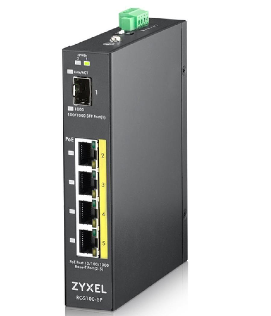 Zyxel RGS100-5P No administrado L2 Gigabit Ethernet (10/100/1000) Energía sobre Ethernet (PoE) Negro