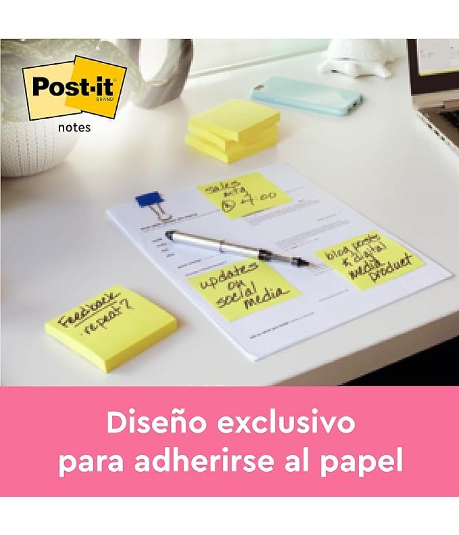 Pack 12 blocs 100 hojas z-notes 76x127mm canary yellow caja cartón r350 cy post-it 7100290186