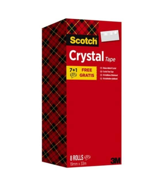 Pack 7+1 rollos cinta supertransparente 19mm x 33m crystal 6-1933r8 scoth 7100026961
