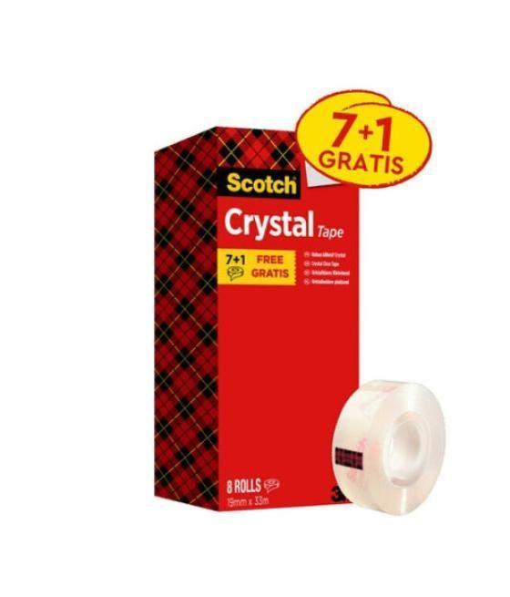 Pack 7+1 rollos cinta supertransparente 19mm x 33m crystal 6-1933r8 scoth 7100026961