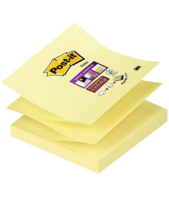 Pack 12 blocs 90 hojas z-notes adhesivas 76x76mm super sticky canary yellow caja cartón r330-12ss-cy post-it 7100290161